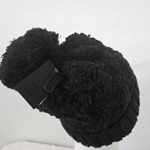 David and Young Hat & Gloves Women's OSFM Black Beanie Knit Very Soft NWT - Picture 11 of 16